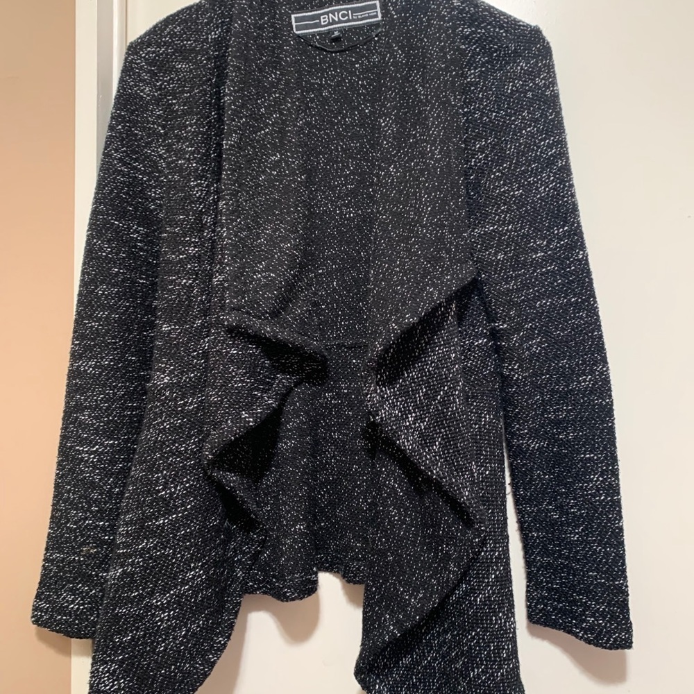 BNCI by BLANC NOIR Black White Sweater Cardigan M - Picture 7 of 9